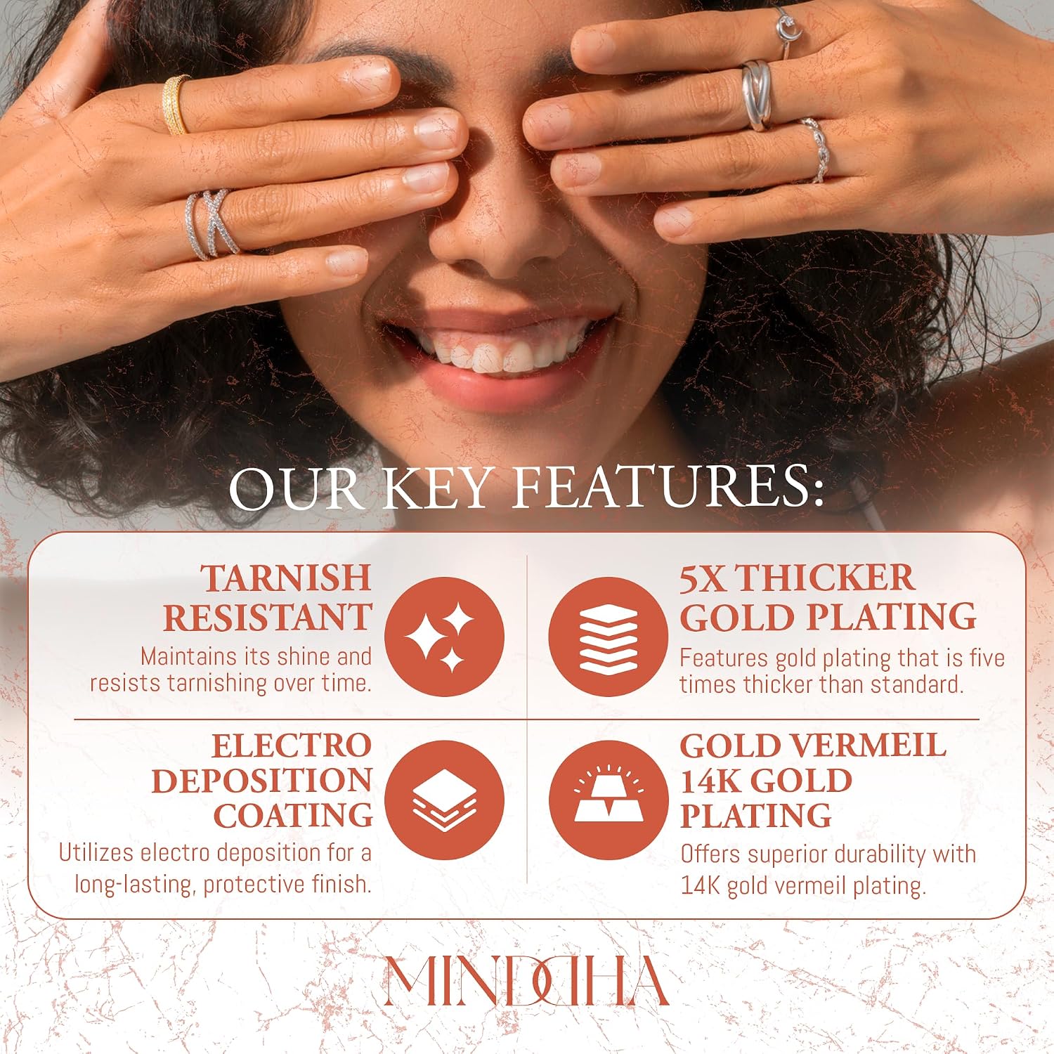 MINDDHA 14K Gold/White Gold Plated Cubic Zirconia Rings- Criss Cross X Statement Rings-1.5mm 2mm Band Size 4-12