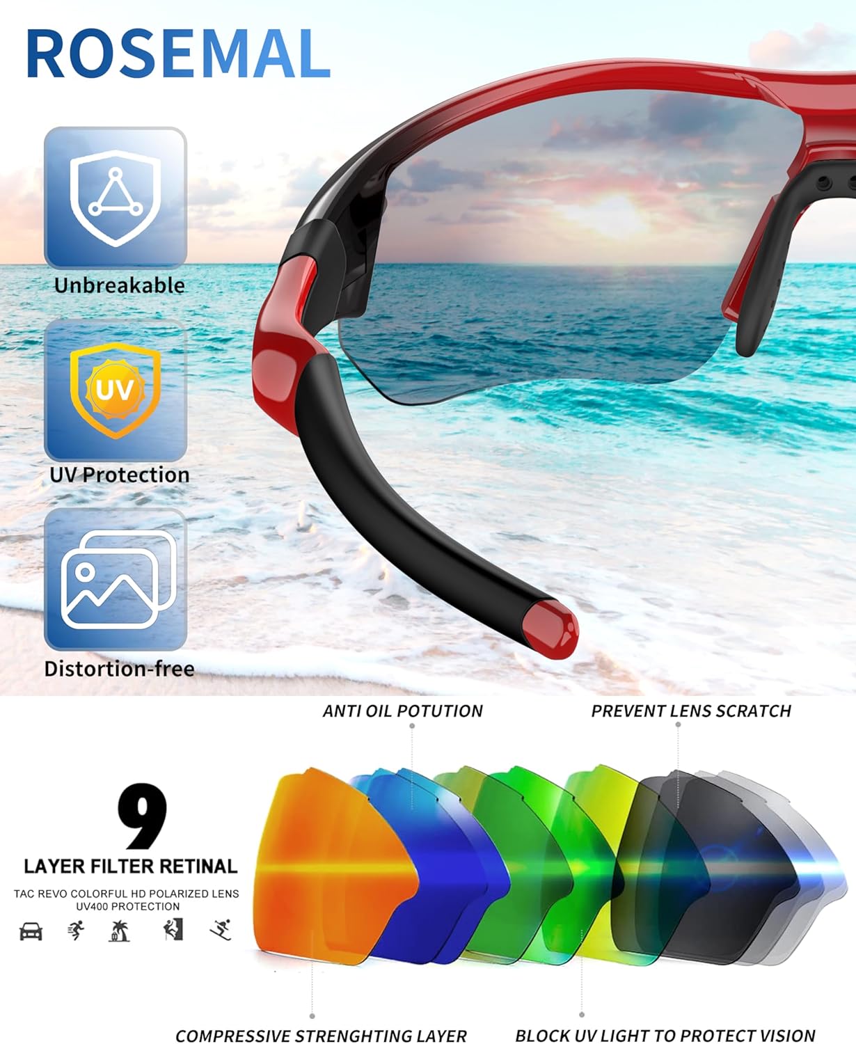 Polarized Sports Sunglasses for Men Women Youth Baseball Running Fishing Tennis Golf Cycling Driving Motor TAC UV400 TR90 - Image 3