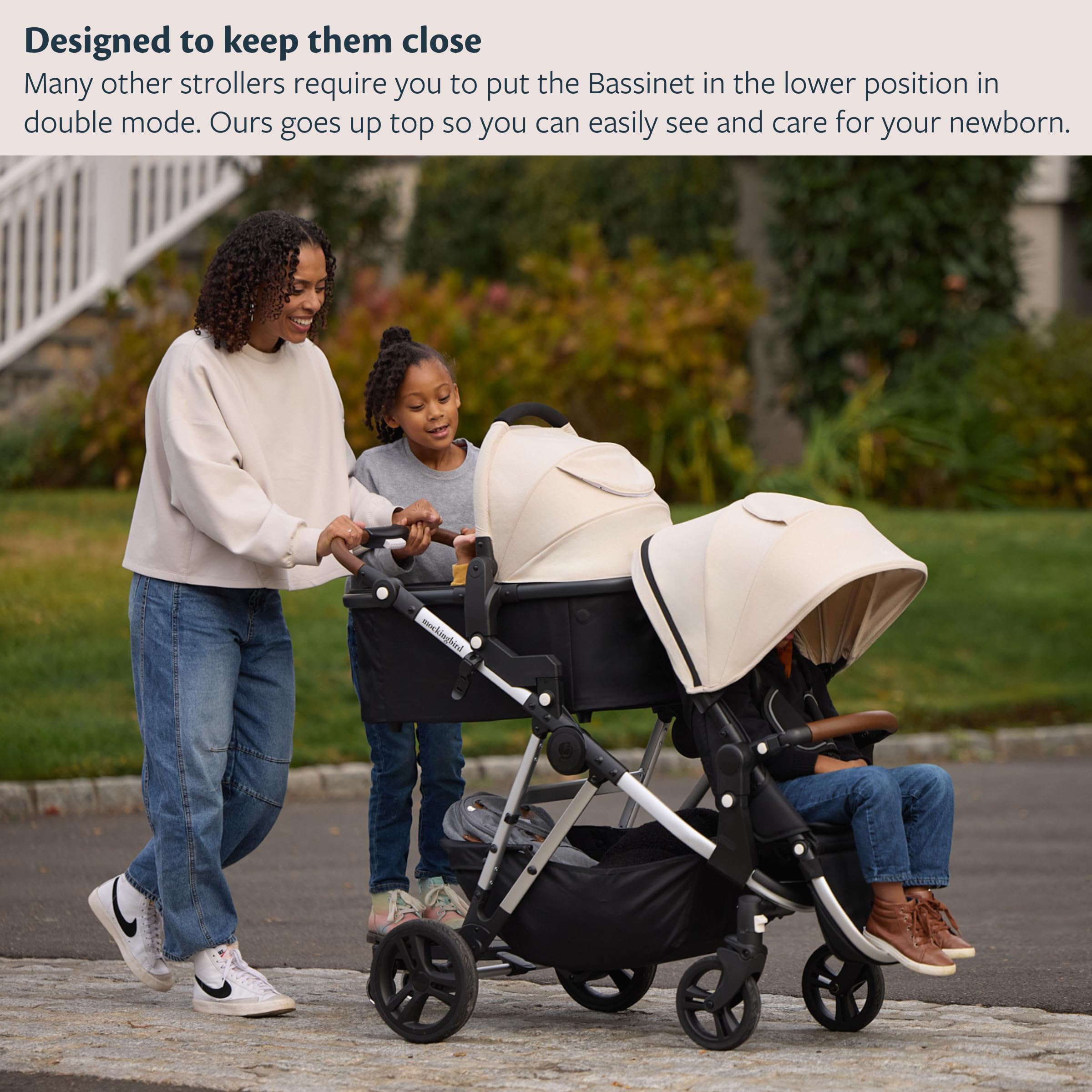 Mockingbird Bassinet - Compatible Single and Single-to-Double Strollers - Newborn Lie-Flat and Overnight Sleep Solution - Mattress, Sheet Included - Black - 5