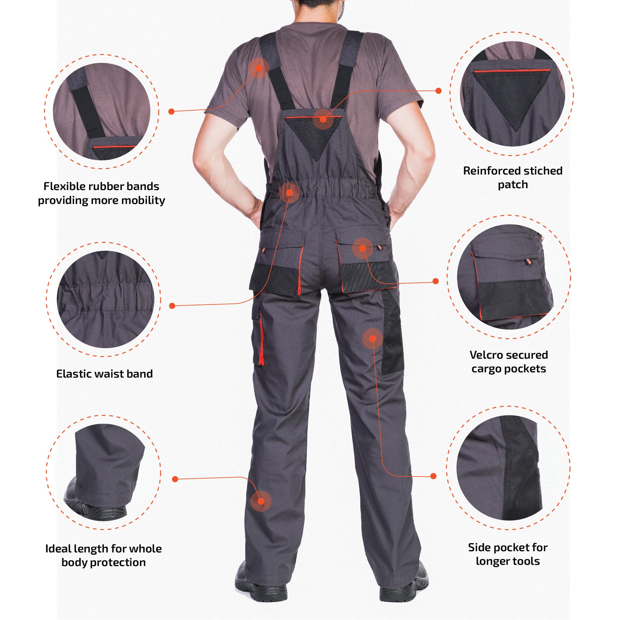MAZALAT work wear Pantalones de Trabajo para Hombre, Pantalon de Seguridad, Pantalones con Peto de Trabajo para Hombre, Ropa Hombre, Bolsillos Multiusos, S - 3XL, con Rodilleras Trabajo