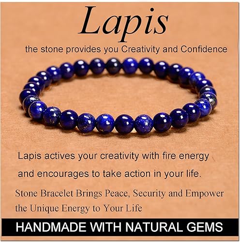 Vista 266 de MASSIVE BEADS Pulsera elástica de yoga hecha a mano con piedra natural, cristal curativo, energía, regalos para adultos unisex de 0.157 in, 0.236