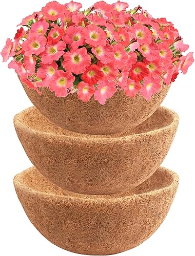 Vista 9 de Y&M Juego de 2 cestas colgantes de fibra de coco preformadas de 16 pulgadas, forro de repuesto de coco, 2 piezas