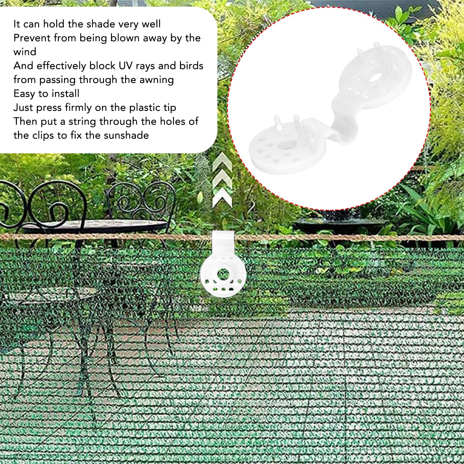 Tyenaza 100 Pièces Clips en Plastique pour Tissu D'Ombrage, Clips pour Tissu D'Ombrage Anti-Oiseaux, Clips De Bâche en Tissu De Clôture De Qualité Supérieure pour Filet (Blanc)