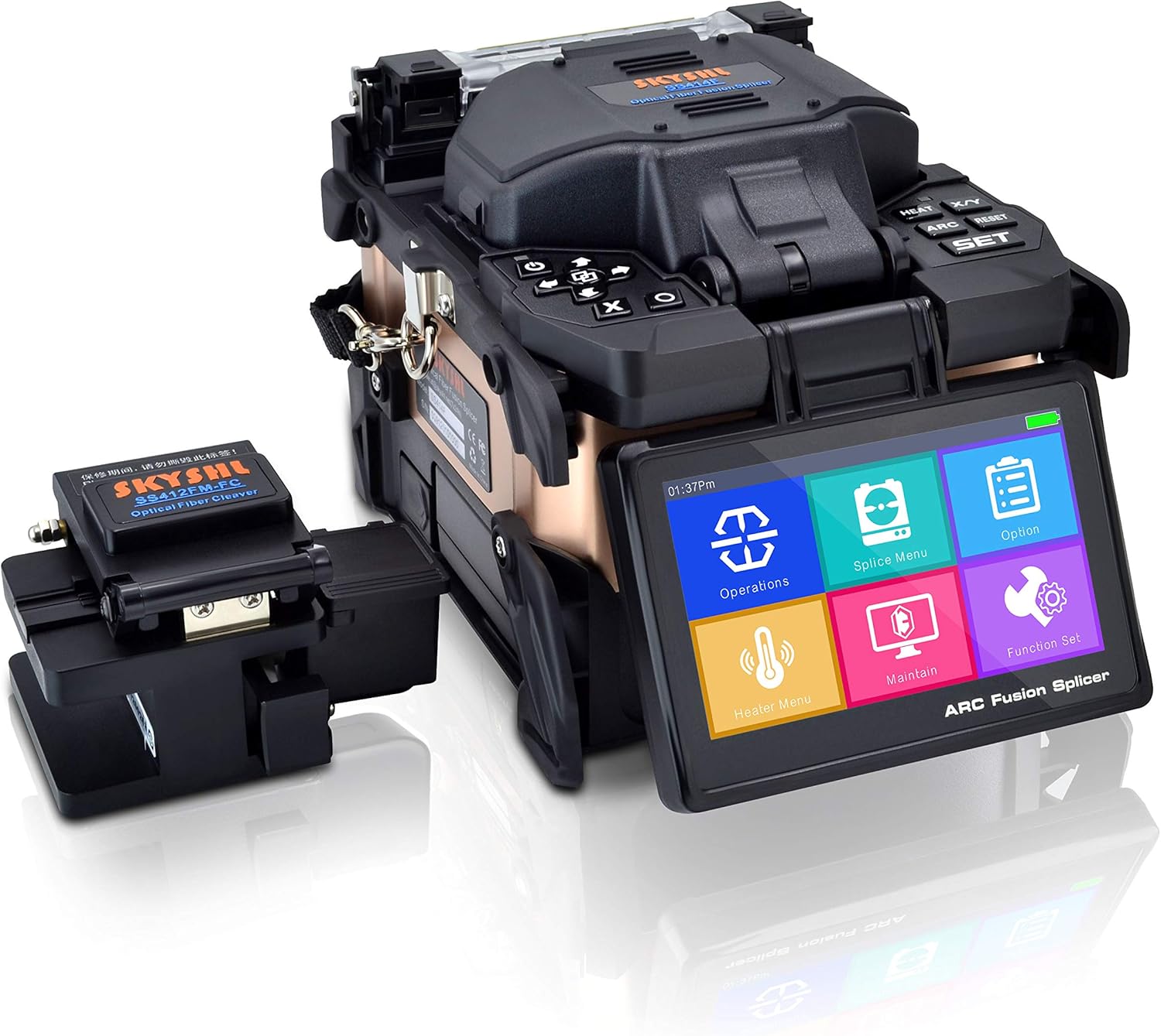 Core Alignment 4.3inch Touch Screen FTTH Optical Fiber Fusion Splicer Handheld SM MM DS NZDS Fiber Optic Splicing Welding Machine (SS414F-211)