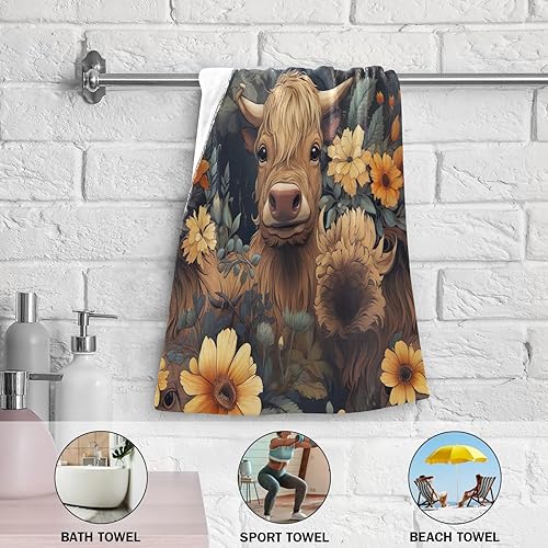 Vista 116 de Juego de 2 toallas de baño de color morado, remolques de mano de lobo, toallas de baño, toallas suaves y absorbentes para baño, cocina, gimnasio