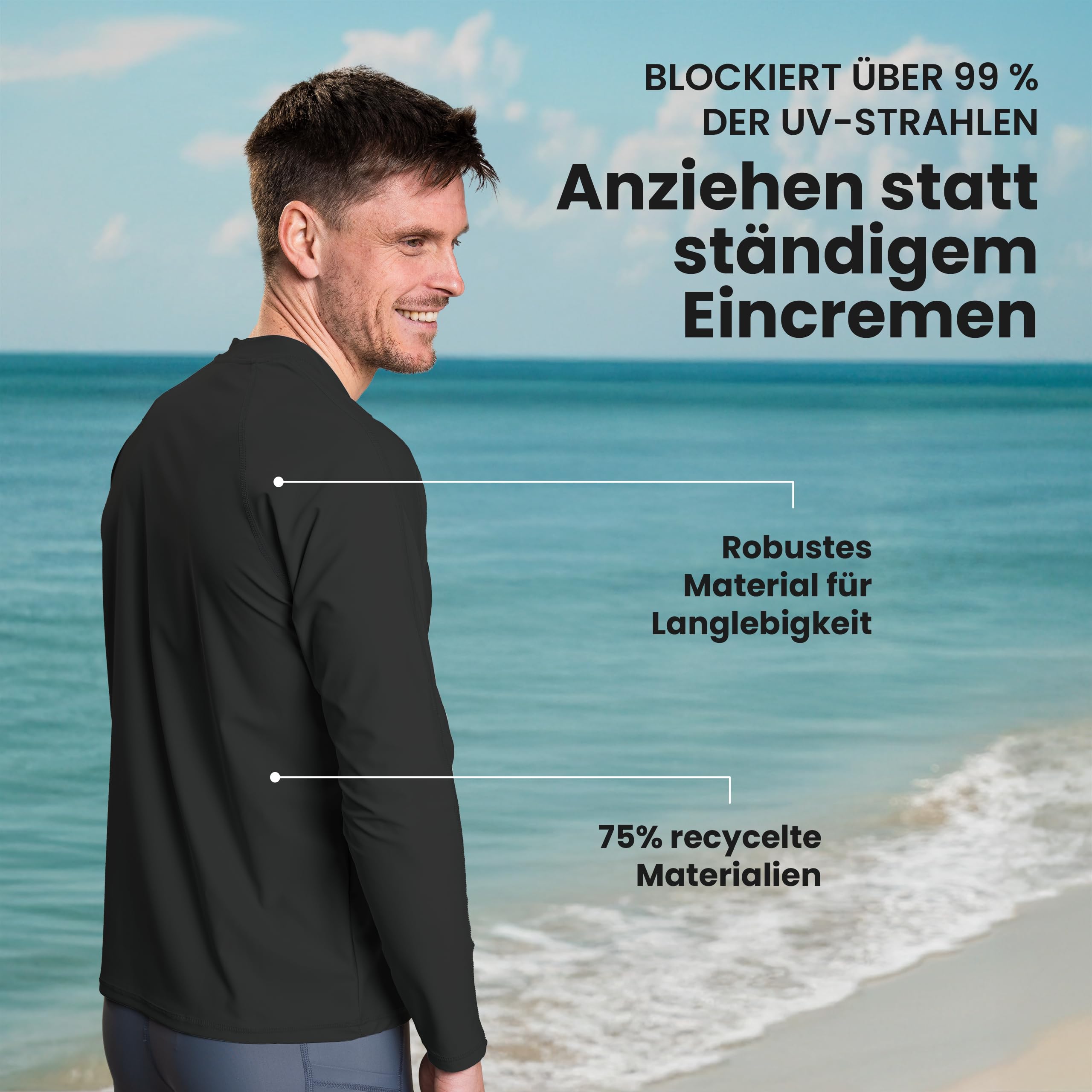 IQ-Company IQ 300 - Camiseta de Manga Larga para Hombre con protección UV
