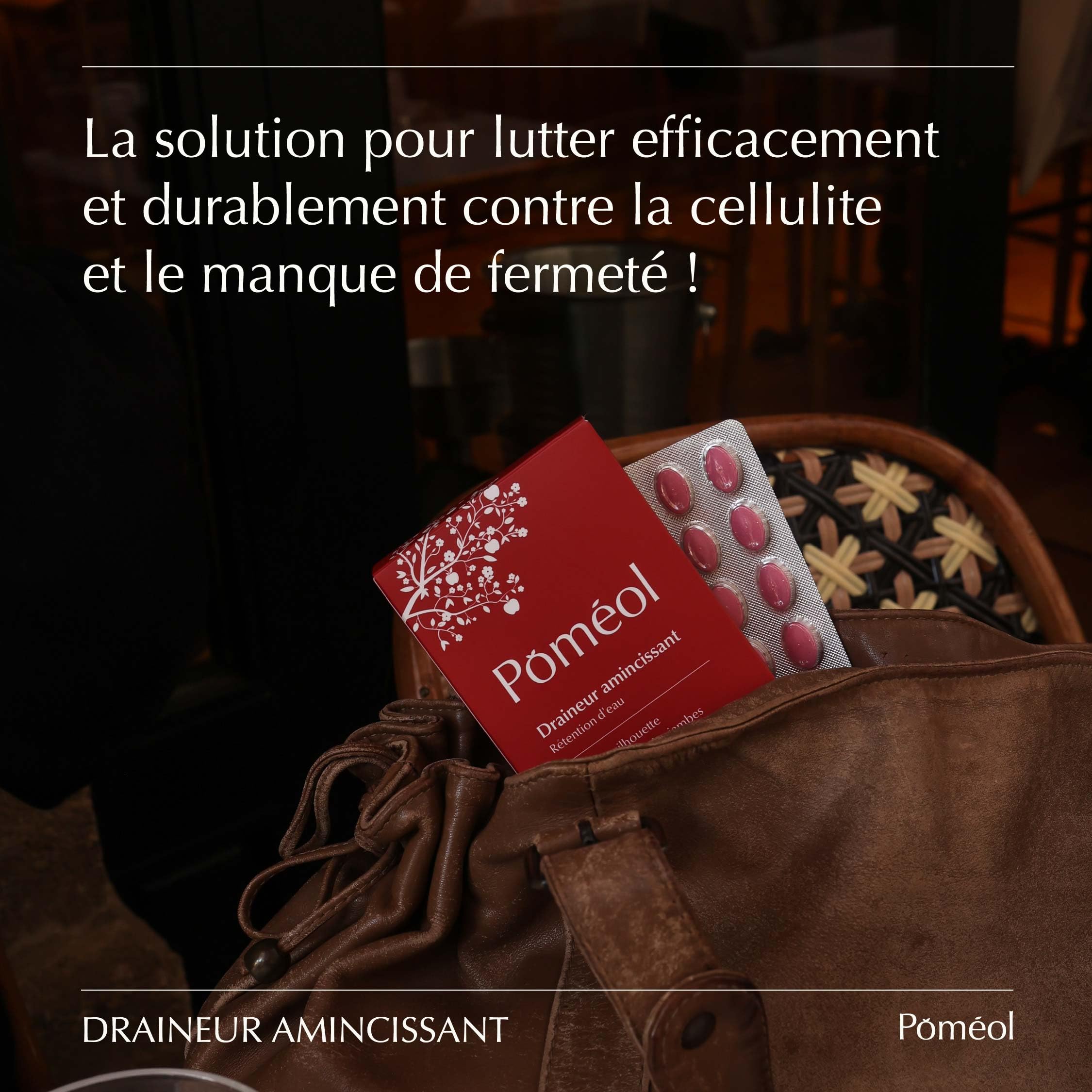 Complément Alimentaire Minceur Drainant ǀ Anti-cellulite & Rétention d'eau ǀ Reine-des-prés, queue de Cerise, Marc de raisin, Artichaut, Vitamines B2, B3, B6, B12 et C ǀ 60 jours ǀ POMÉOL