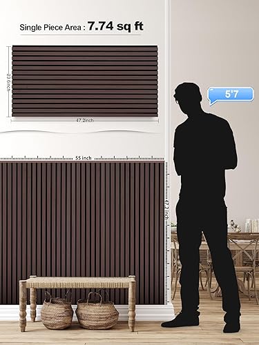 Miniatura 4 de Mollywell Wood Panels for Wall, Time-Saving Installation, Versatile Wood Slat Wall Decor, Enhanced Acoustic & Sound Proof Fluted Design for Home &