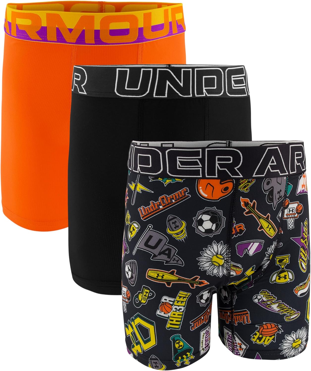Under Armour Boys' 3-pack Performance Tech Mesh Boxer Brief, Lightweight & Smooth Stretch Fit