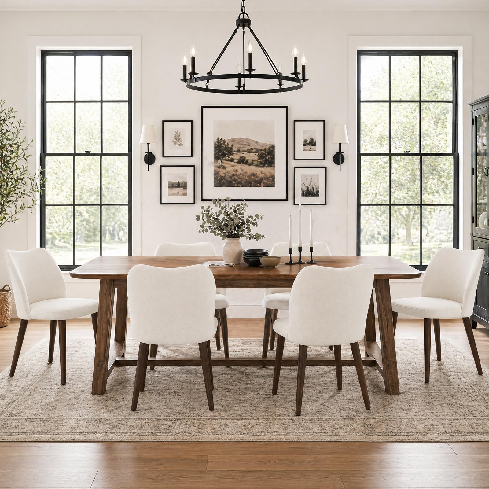 COLAMY Upholstered Dining Chairs Set of 6 in Beige