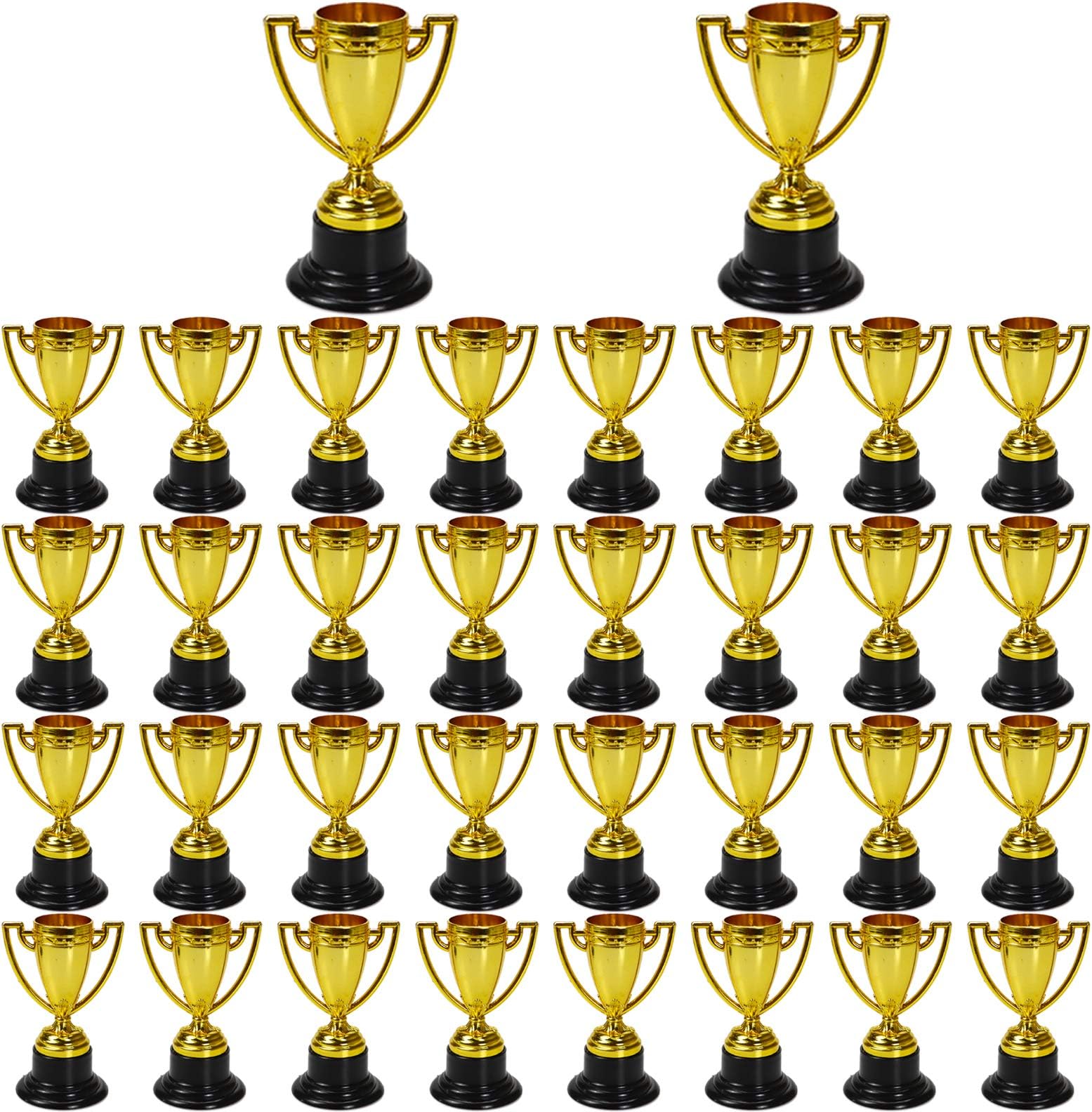 Chris.W 30-Pack Award Trophies Bulk, Plastic Mini Gold Trophy Cups for Party Favors, Props, Rewards, Winning Prizes, Competitions for Kids and Adults(3.35")