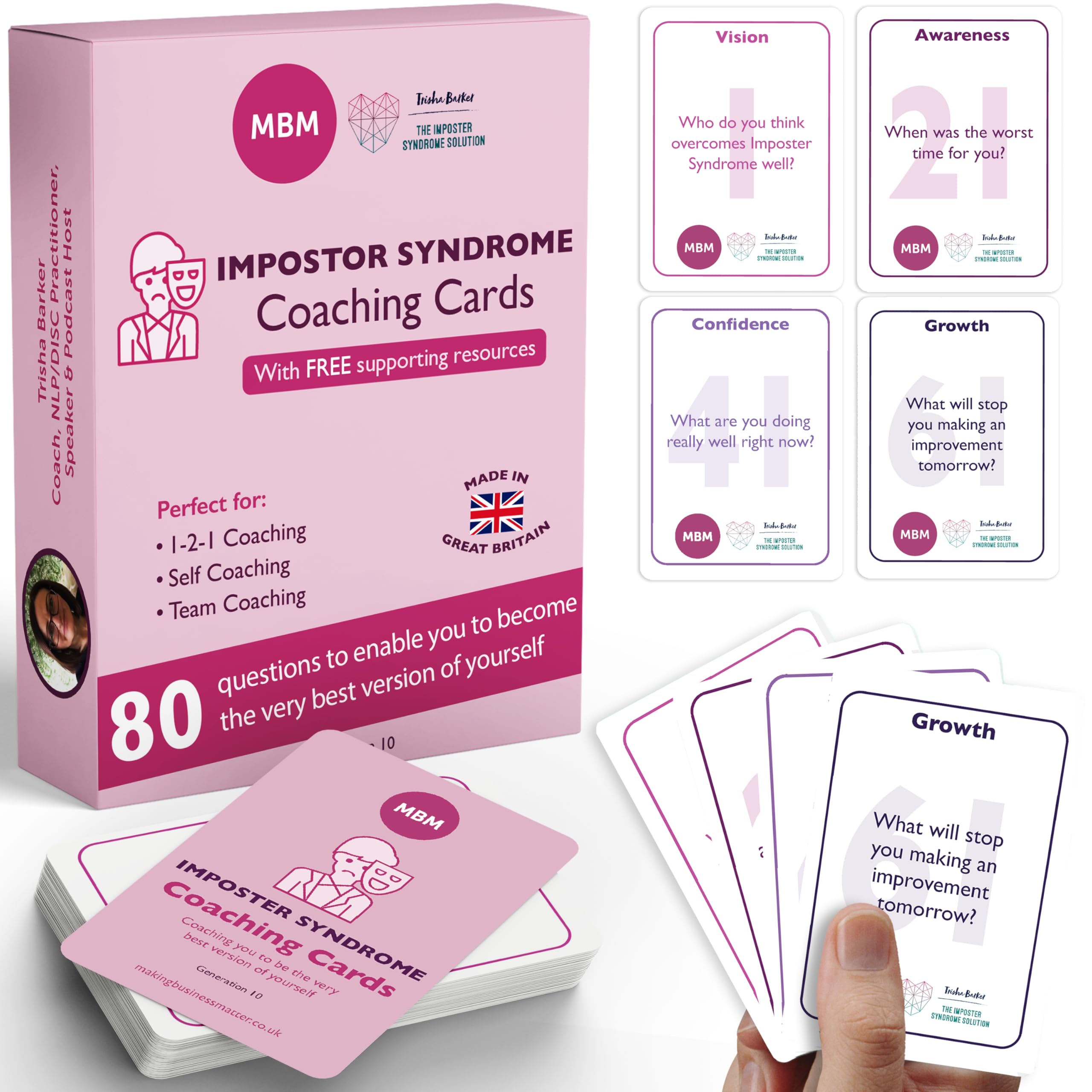 MBM 68 Impostor Syndrome Coaching Cards. Flash and Emotion Cards & Oracle Decks. Ideal for Managers/Coaches. Overcome Anxiety & Build Self-Confidence