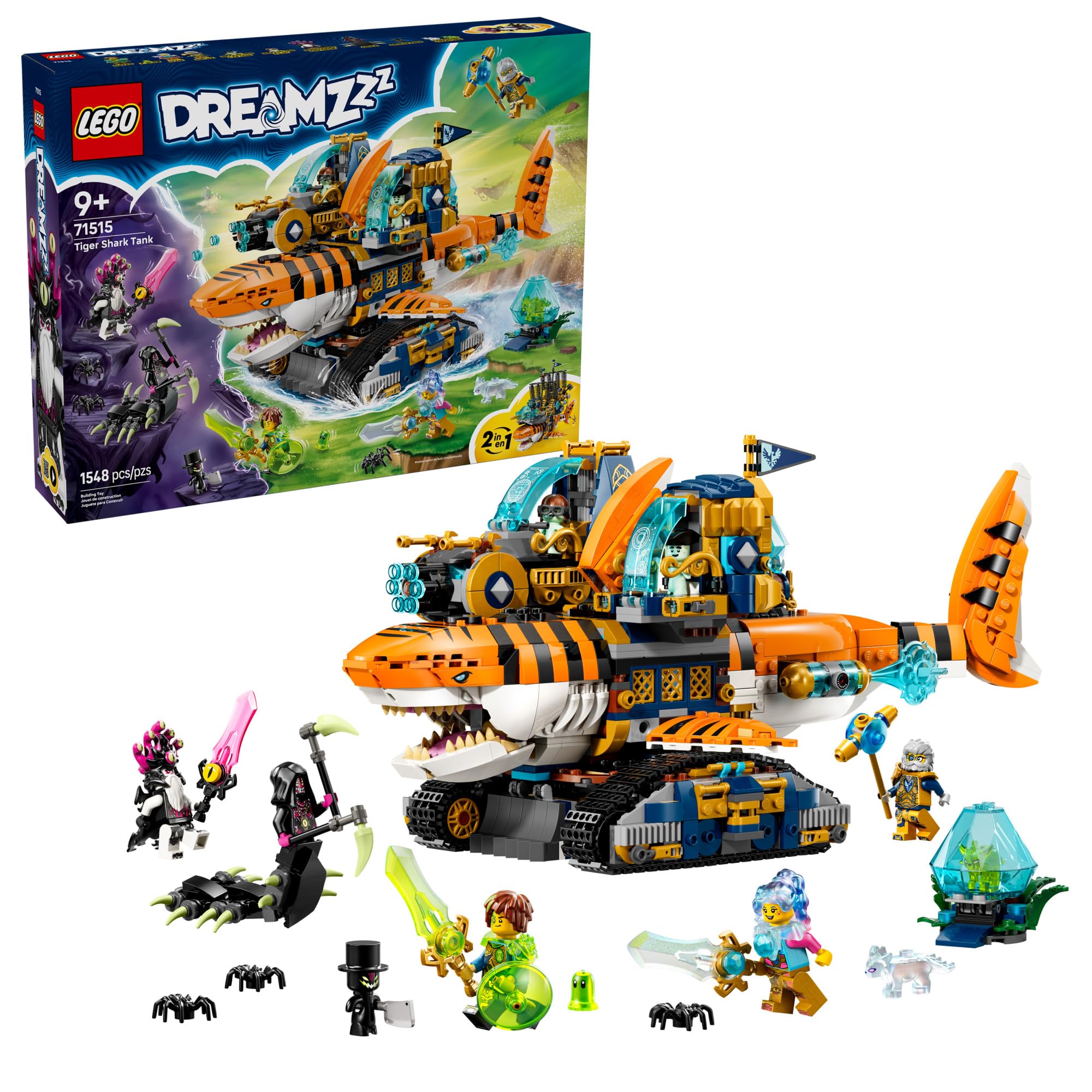 LEGO DREAMZzz Tiger Shark Tank Building Toy for Boys Girls - Ages 9 - Pretend Play Set for