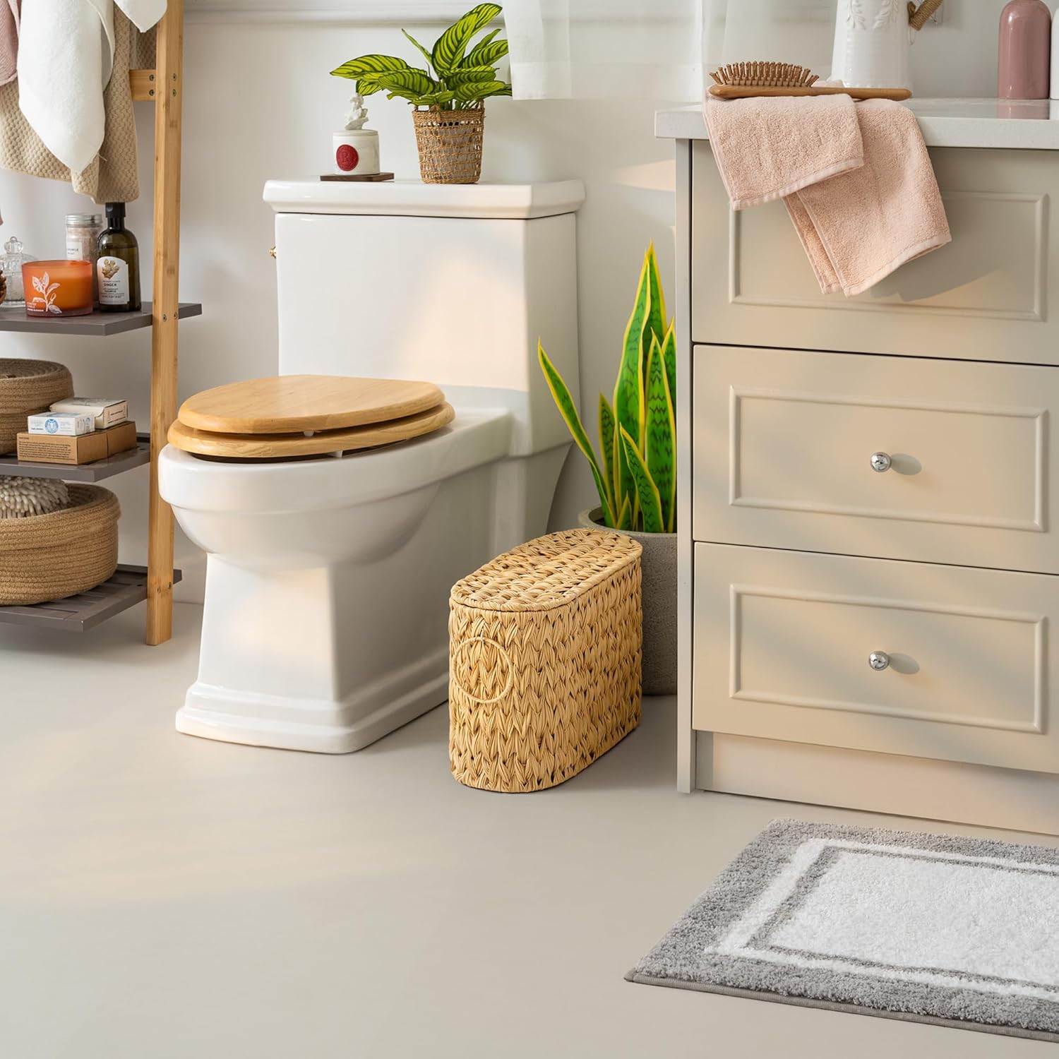 GRANNY SAYS Toilet Paper Storage Basket with Lid and Handle, Decorative Toilet Paper Holder, Waterproof Bathroom Organizers and Storage, Wicker Basket for Bathroom Storage - Image 2