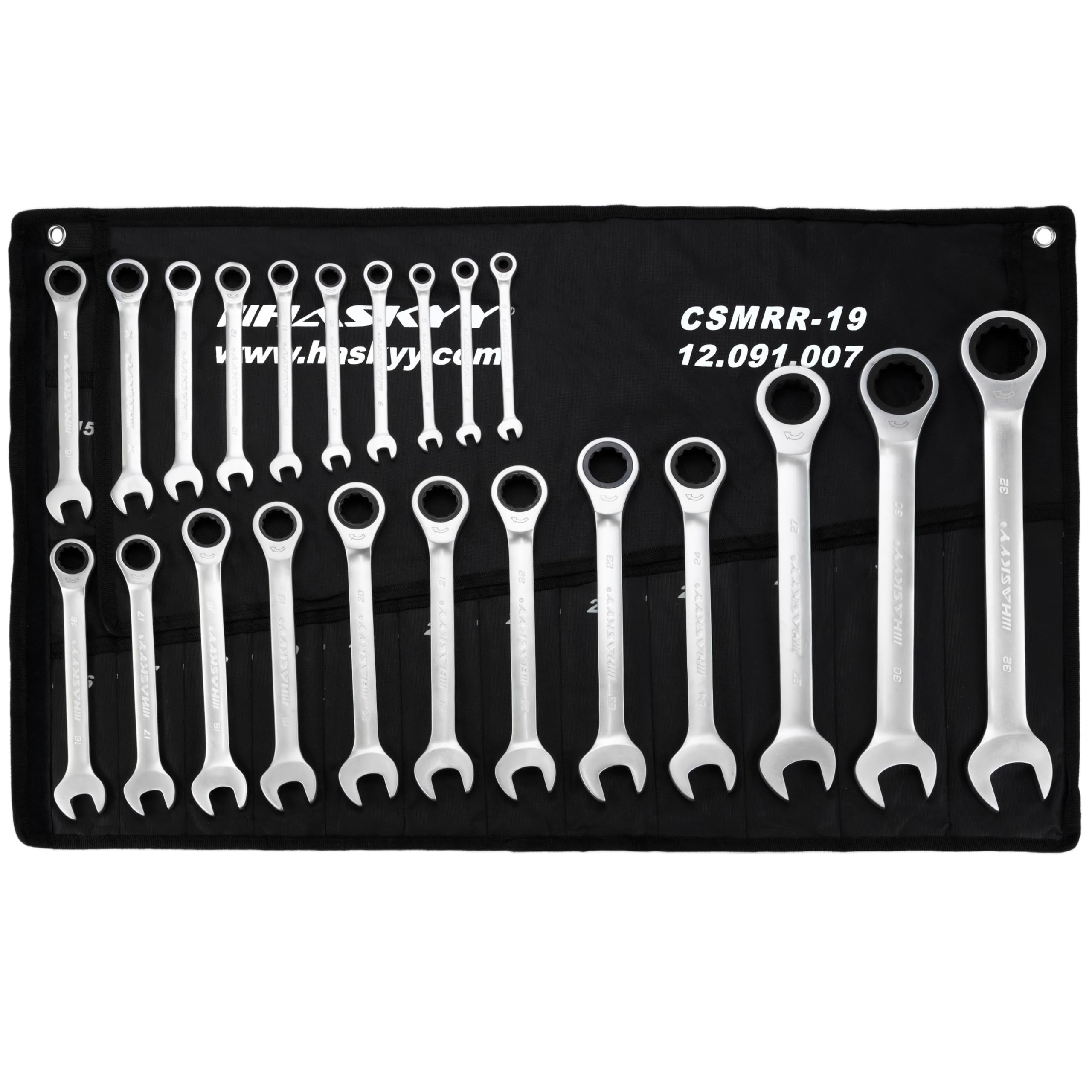 HASKYY Ratschenschlüssel Ringmaul Satz 6-32 mm Gabelschlüssel Ratschen Schlüssel 22 tlg Ringratschenschlüssel Set in Tasche 72 Zähne Ratsche