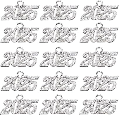 50 pieces 2025 Year Charm for Graduation Tassel New Year Graduation Charm Pendant for DIY Jewelry Making