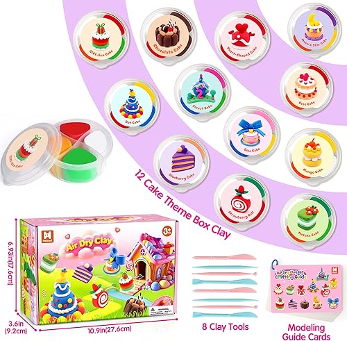 Miniatura 2 de Arcilla seca al aire para niños, kit de arcilla para modelar 12 cajas, arcilla de moldeo de bricolaje con herramientas de escultura y tutorial,
