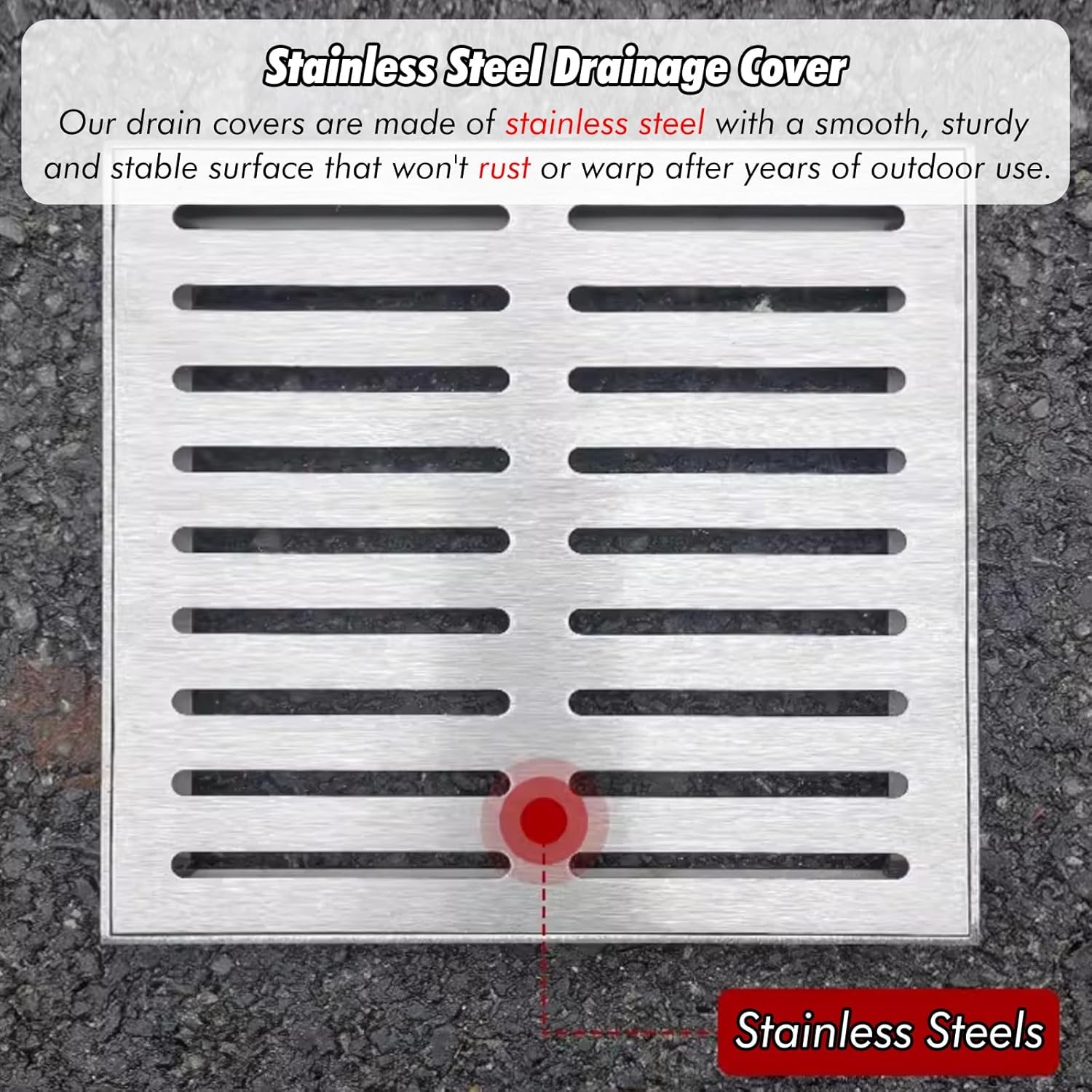 Heavy Duty Stainless Steel Drainage Ditch Cover with Bottom Frame - Efficient Leaf Blocking Grate(60x3cm)