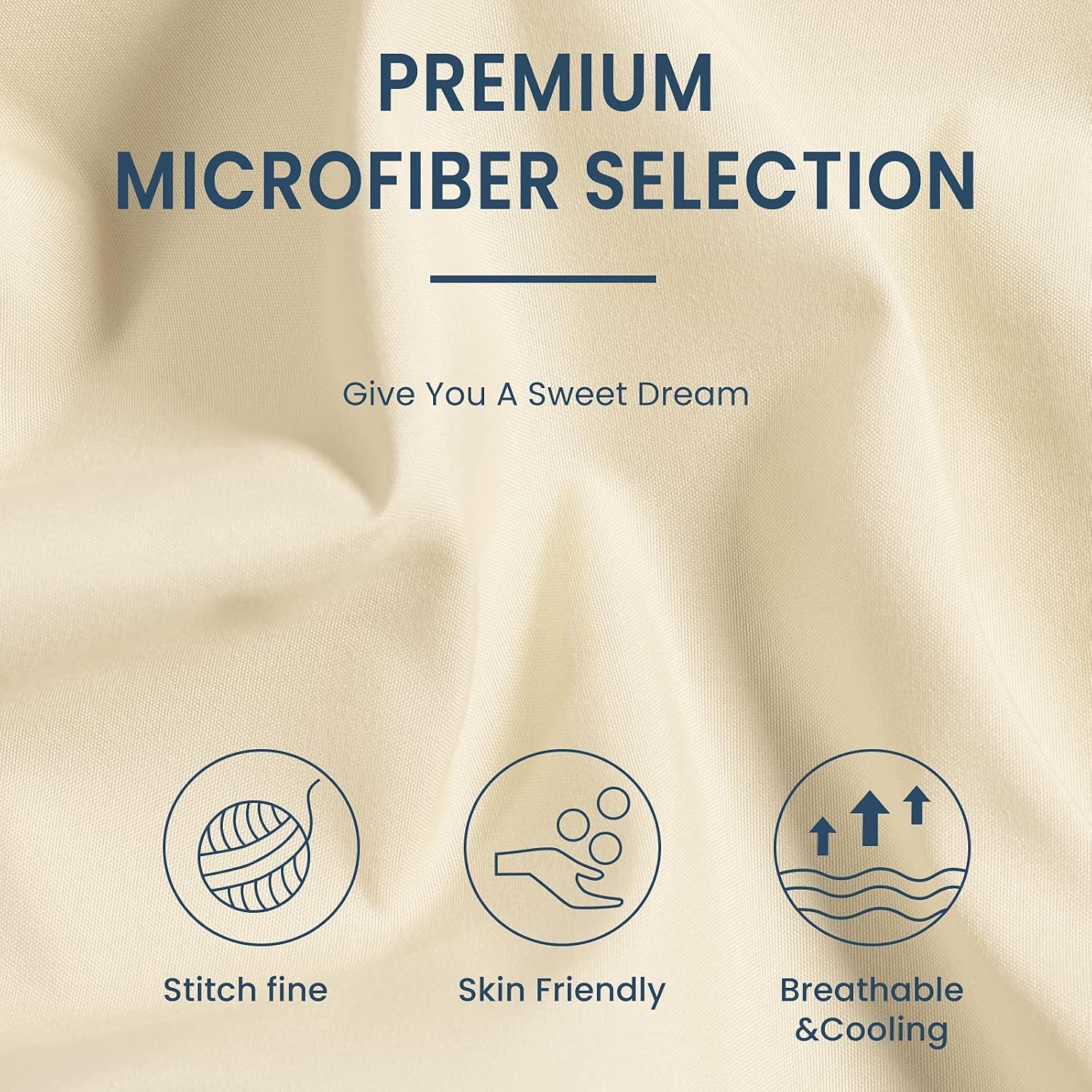 Premium Twin Size Bed Sheets, 3 Piece Sheet Set Extra Soft, Comfortable&Breathable,1800TC Twin Size Sheets with Deep Pocket 14 inch,100% Brushed Microfiber Polyester,Stain&Wrinkle Resistant-Beige