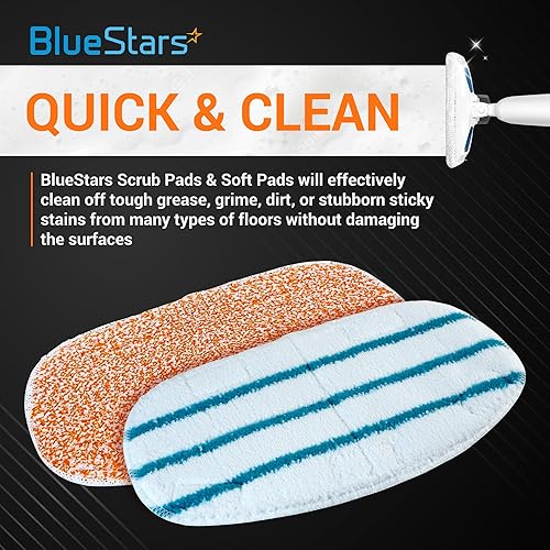 Miniatura 2 de BlueStars PurSteam ThermaPro 10 en 1 - Almohadillas lavables y reutilizables para mopa de vapor - 4 almohadillas de microfibra para fregona de vapor