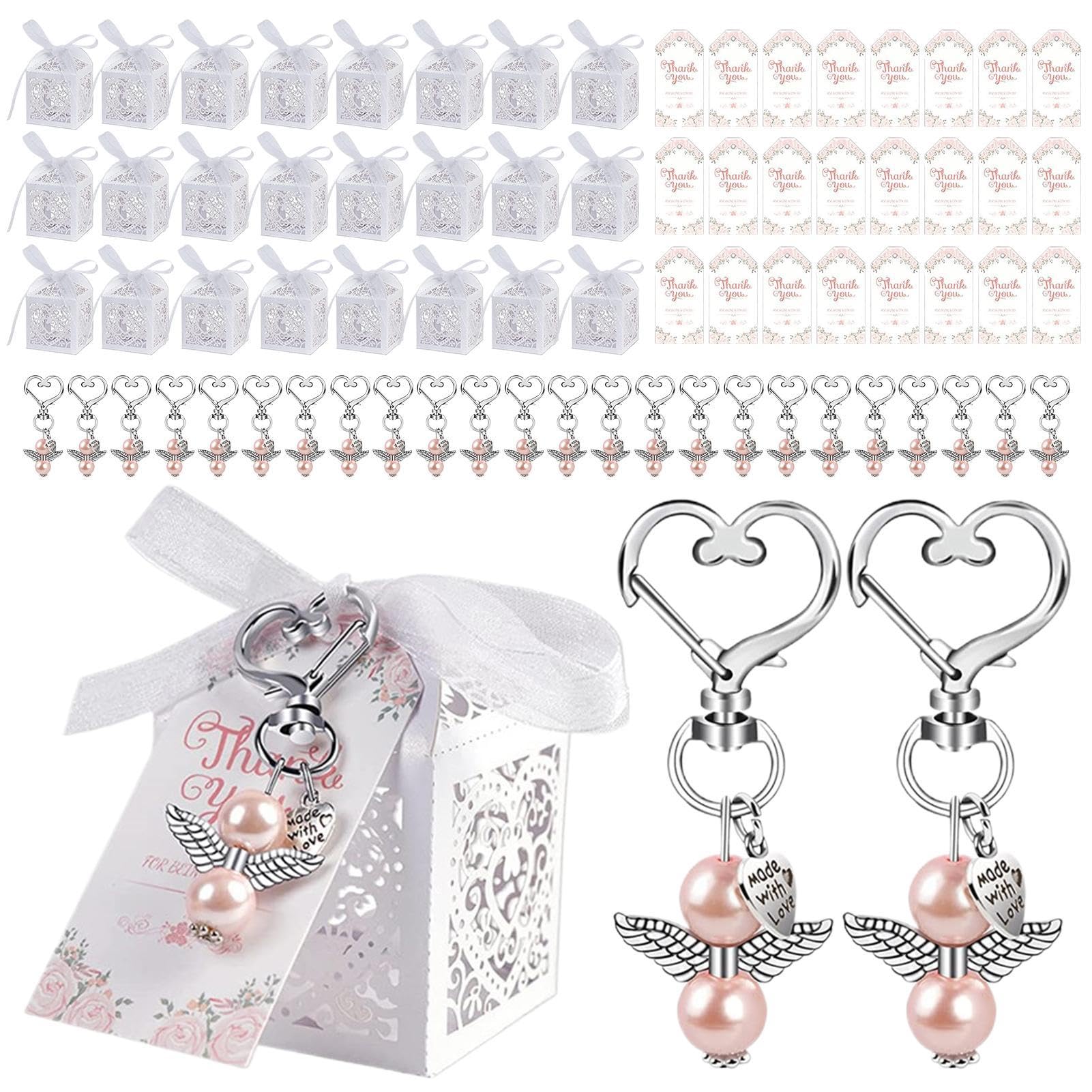 Wpsagek Bomboniere For Wedding, set Treat Boxes - Wedding Candy Containers With Metal Love Pearl Angel Pendant Multifunctional For Bridal Shower Decorations