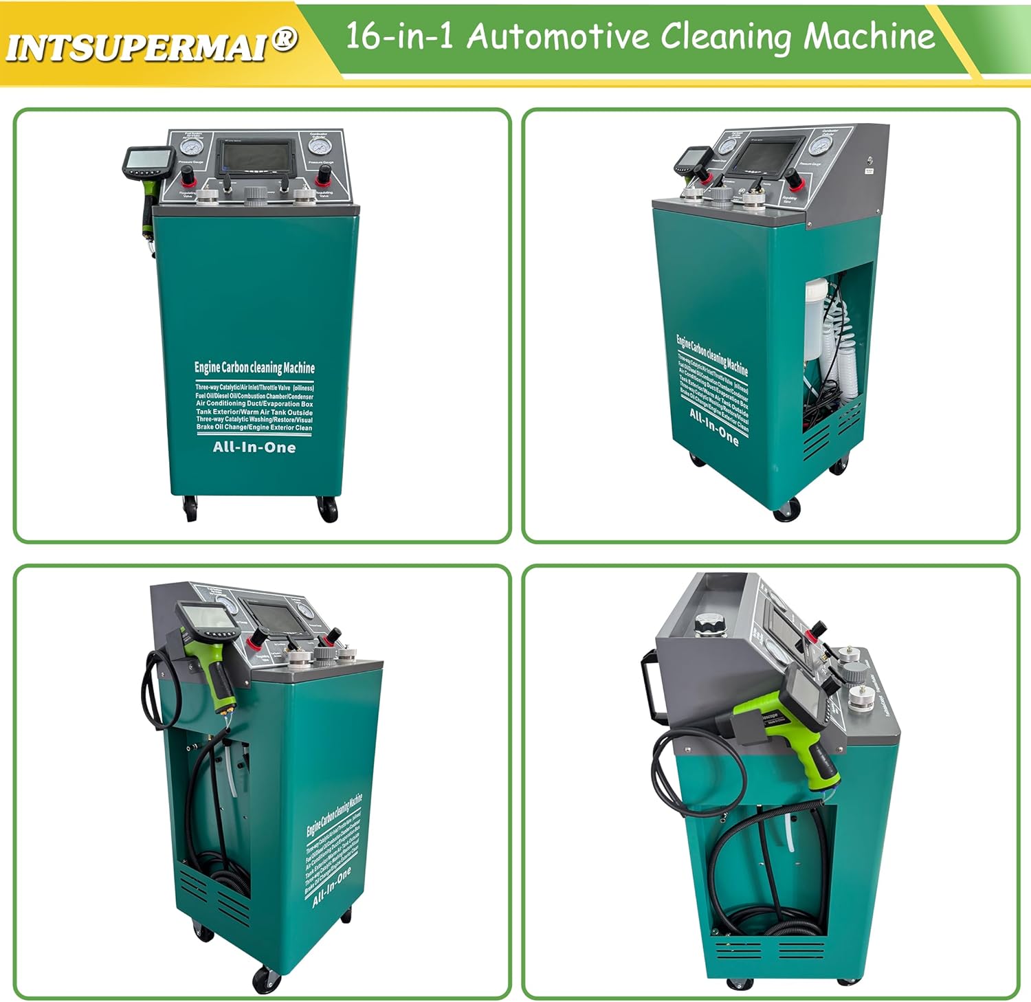 INTSUPERMAI 16-in-1 Automatic Cleaning Machine for Metal Engine Fuel System, Auto Engine Flush Machine, DC12V Visual Cleaner | EVAP & Fuel System Repair | Closed-Loop Flushing, 1L+10L Tank