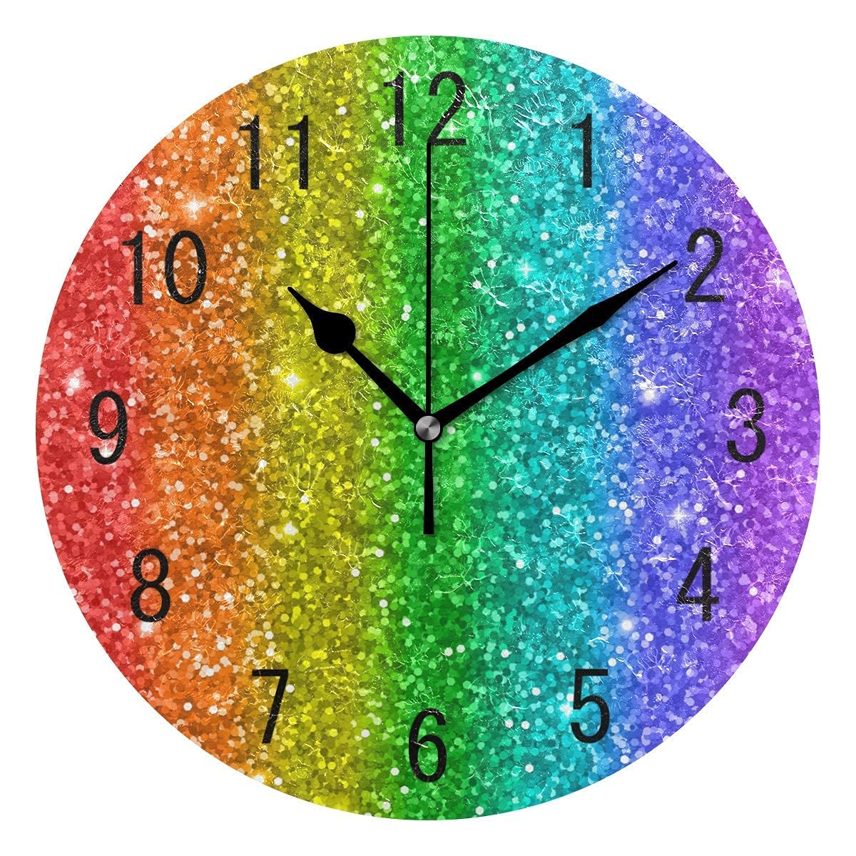 Horloge murale pas tic-tac ronde en acrylique avec motifs à rayures effet miroir
