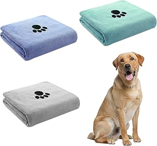 QYRDBGY Hunde Handtuch, 3 Stück Handtuch Hund 75 x 35cm Mikrofaser Hundehandtuch Extra Saugfähig Handtücher Hund für Kleine Mittelgroße Große Hunde Oder Andere Haustiere product image