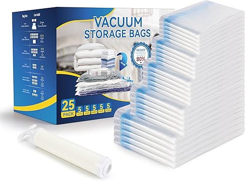 Miniatura 8 de Simple Deluxe Paquete de 20 bolsas de almacenamiento al vacío, bolsas ahorradoras de espacio con bomba de mano, bolsas de sellado al vacío para