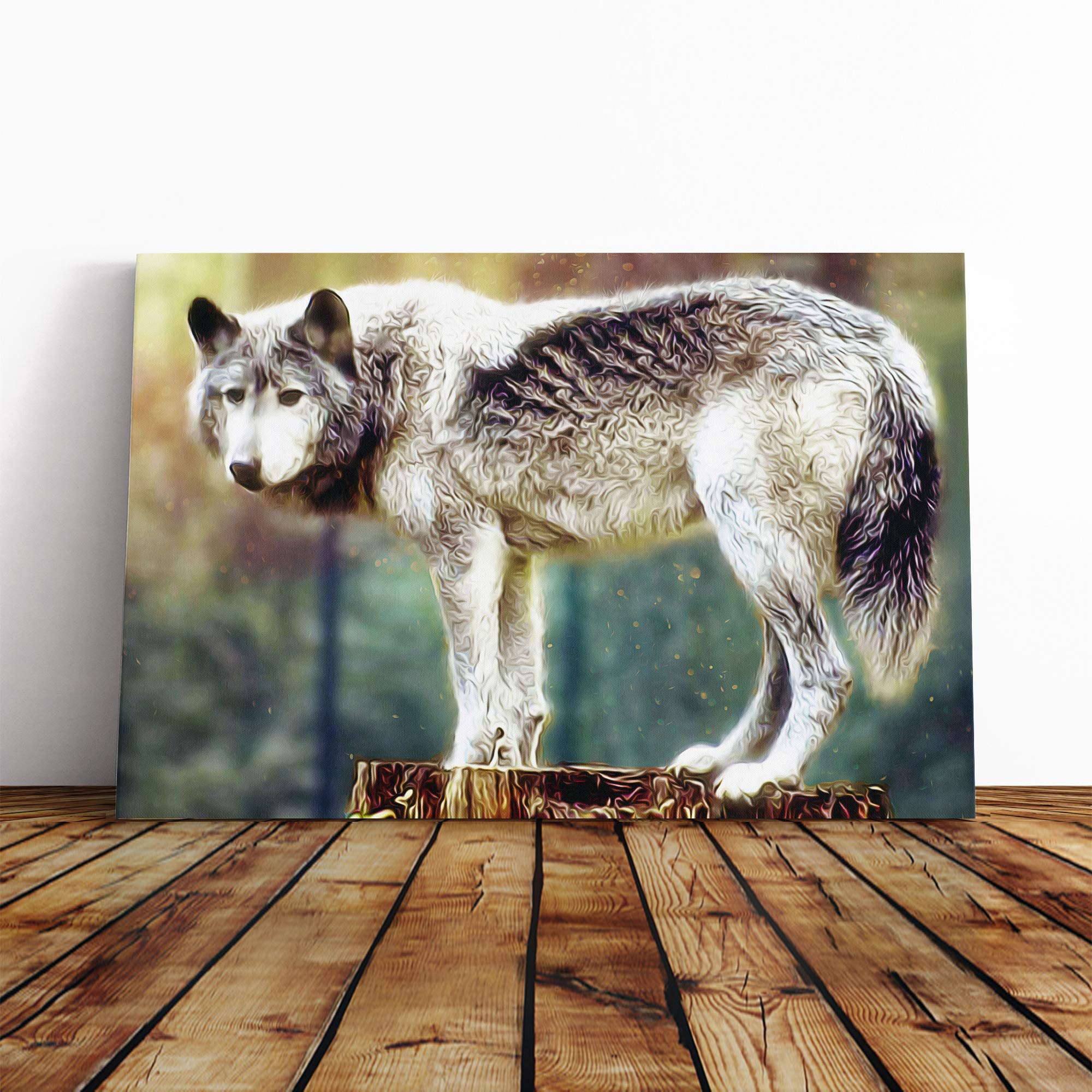 Wall Abstract Wolf Art (2) Canvas Print | Gallery Wrapped 30mm Frame Wall Art | 30x20 inches | Ready to Hang | Abstract Animals Picture | Living Room Bedroom Lounge Office