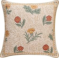 Vista 56 de patdrea Fundas de almohada de diseño floral vintage para sofá, fundas de almohada de lino marrón amarillo con patrón de pájaro y rosa, cojín