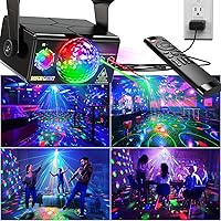 Vista 2 de Luces de fiesta, bola de discoteca de DJ y luz LED estroboscópica con cable USB-C de 10 pies activado por sonido, control remoto, luces de discoteca