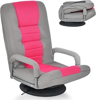 COSTWAY Bodenstuhl 360° drehbar, Bodensessel mit 6-Fach Verstellbarer Rückenlehne, Game Sessel gepolstert, Bodensofa Meditationsstuhl bis 140kg belastbar, Lazy Sofa (Rosa)