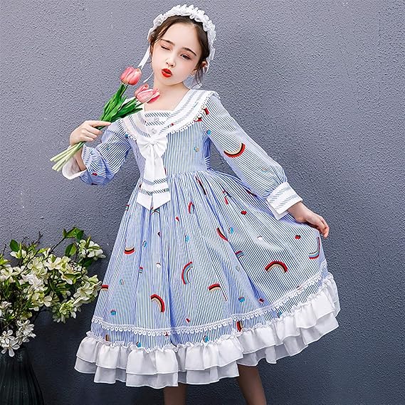 Dxxchung 子供 ワンピース フォーマル ドレス 女の子 セーラー式 ロリータ プリンセス レース ストライプ 虹 仮装 蝶結び 洋服 パーティー 演奏会 可愛い 結婚式 宮廷 復古風 フォーマル 服 ファッション小物 Dxxchung 子供 ワンピース フォーマル ドレス 女の子 セーラー式 ロリータ プリンセス レース ストライプ 虹 仮装 蝶結び 洋服 パーティー 演奏会 可愛い 結婚式 宮廷 復古風 フォーマル 服 ファッション小物