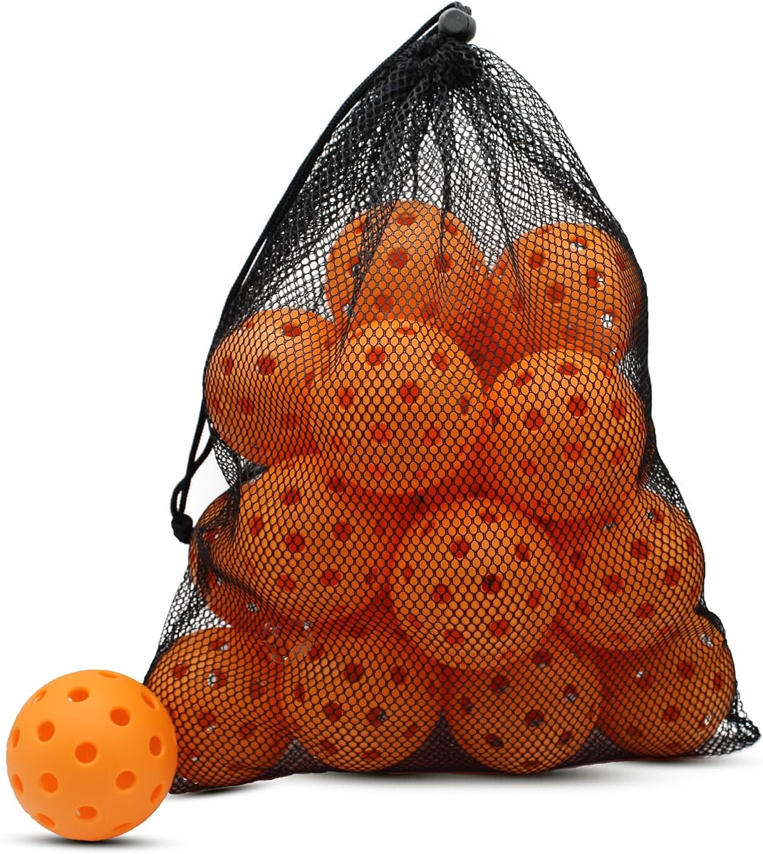 Bolas de Pickleball Magicorange, bolas de Pickleball para exteriores aprobadas por USAPA de 40 agujeros | Paquete de 6/20 con bolsa de malla para todas las palas y canchas, resistente a la intemperie, alta elasticidad, diseño duradero sin costuras, fácil de controlar