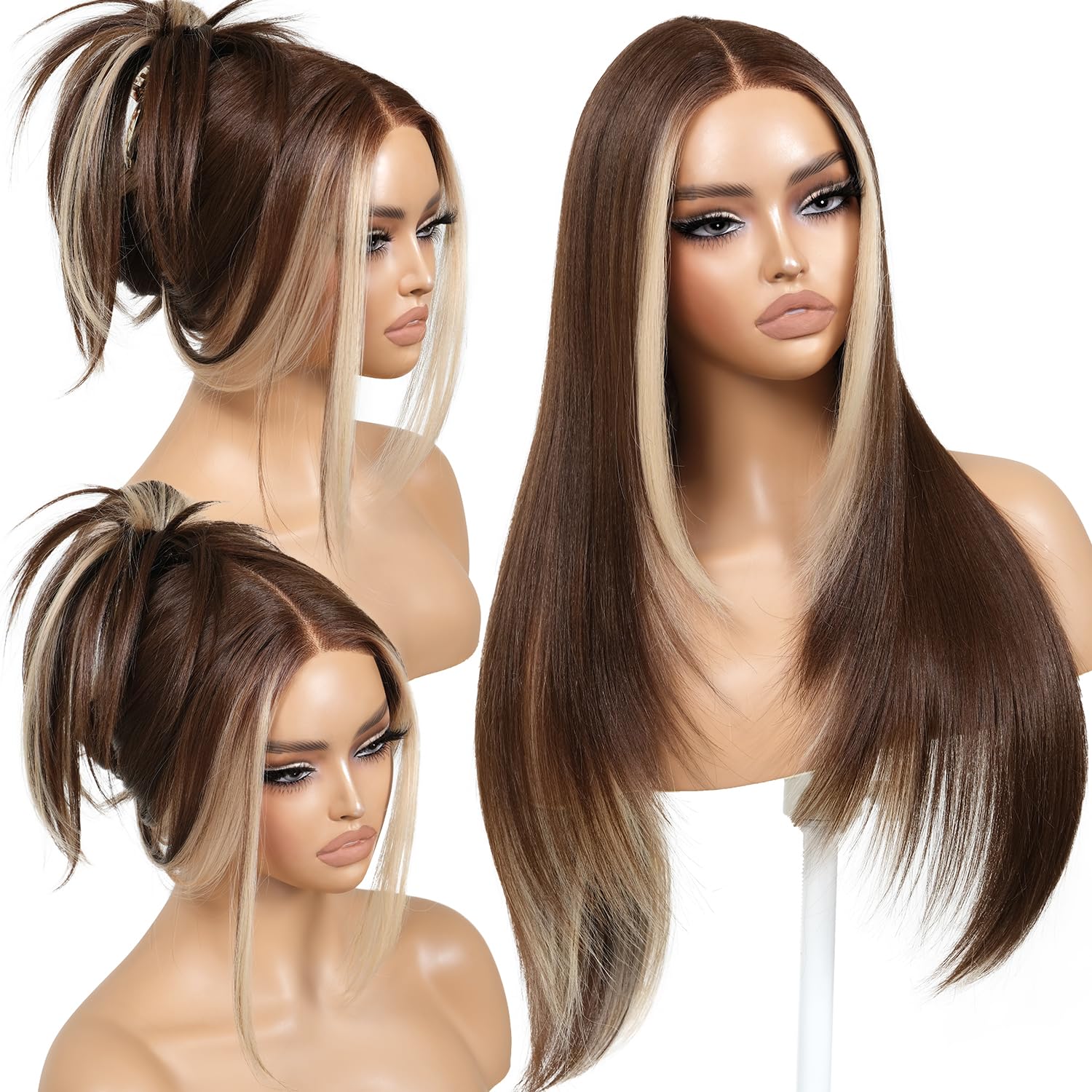 Amazon.com : ENCOUNTERU Glueless Wig Wear and Go Brown Wig  display picture 2
