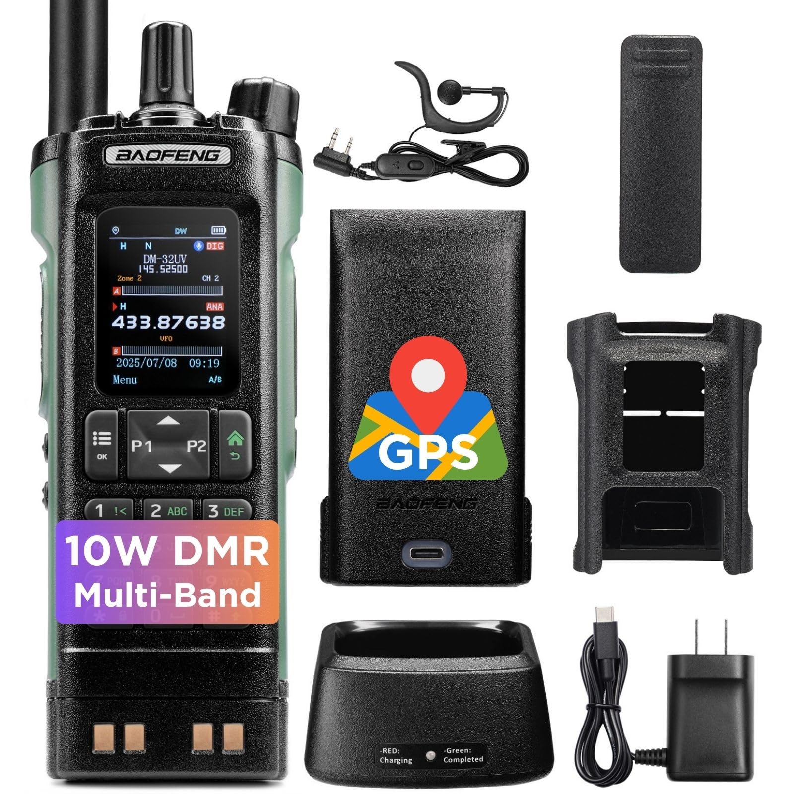 BAOFENG DM-32UV radio with battery installed
