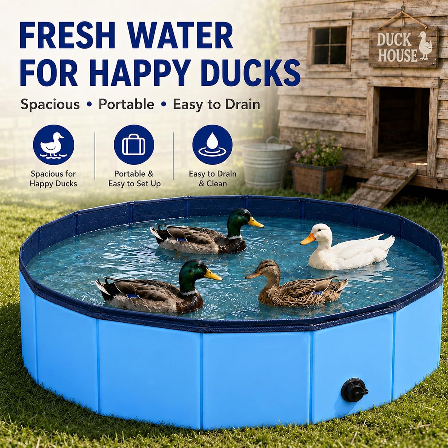 Foldable Chicken Dust Bath Tub, 32" x 8", Portable image 4