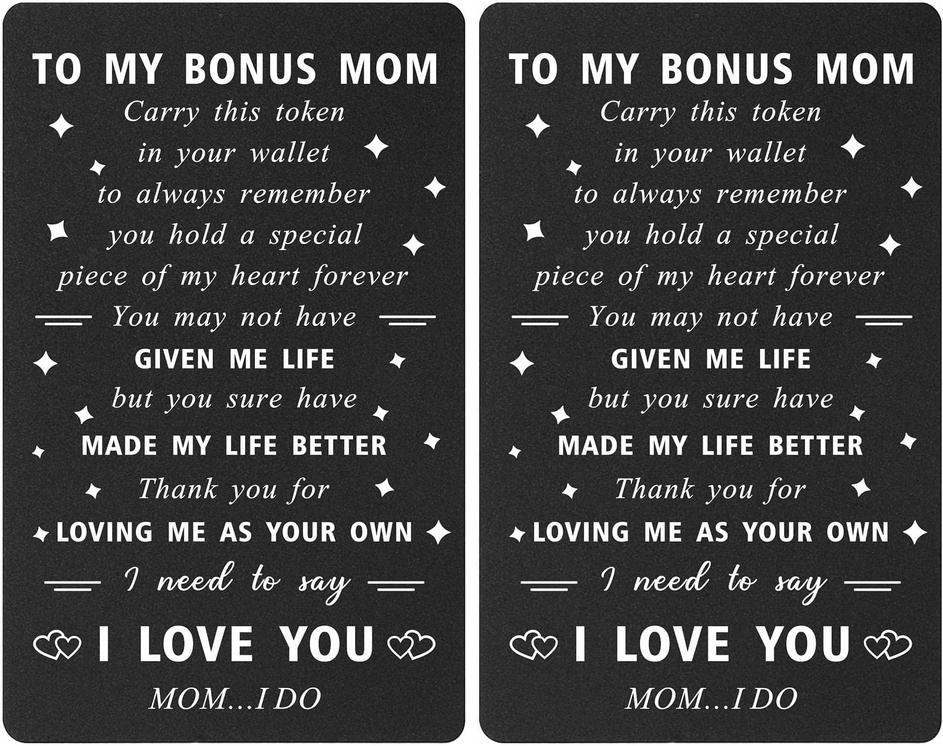 ENGZHI To My Stepmom Gifts - I Love You Thank You Wallet Card - Bonus Step Mom Gifts Stepmother Birthday Card, Mothers Day, Christmas (Pack of 2)