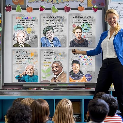 Miniatura 6 de Arte de pared motivacional de científicos famosos para decoración de aula, carteles e impresiones inspiradoras de celebridades para escuela