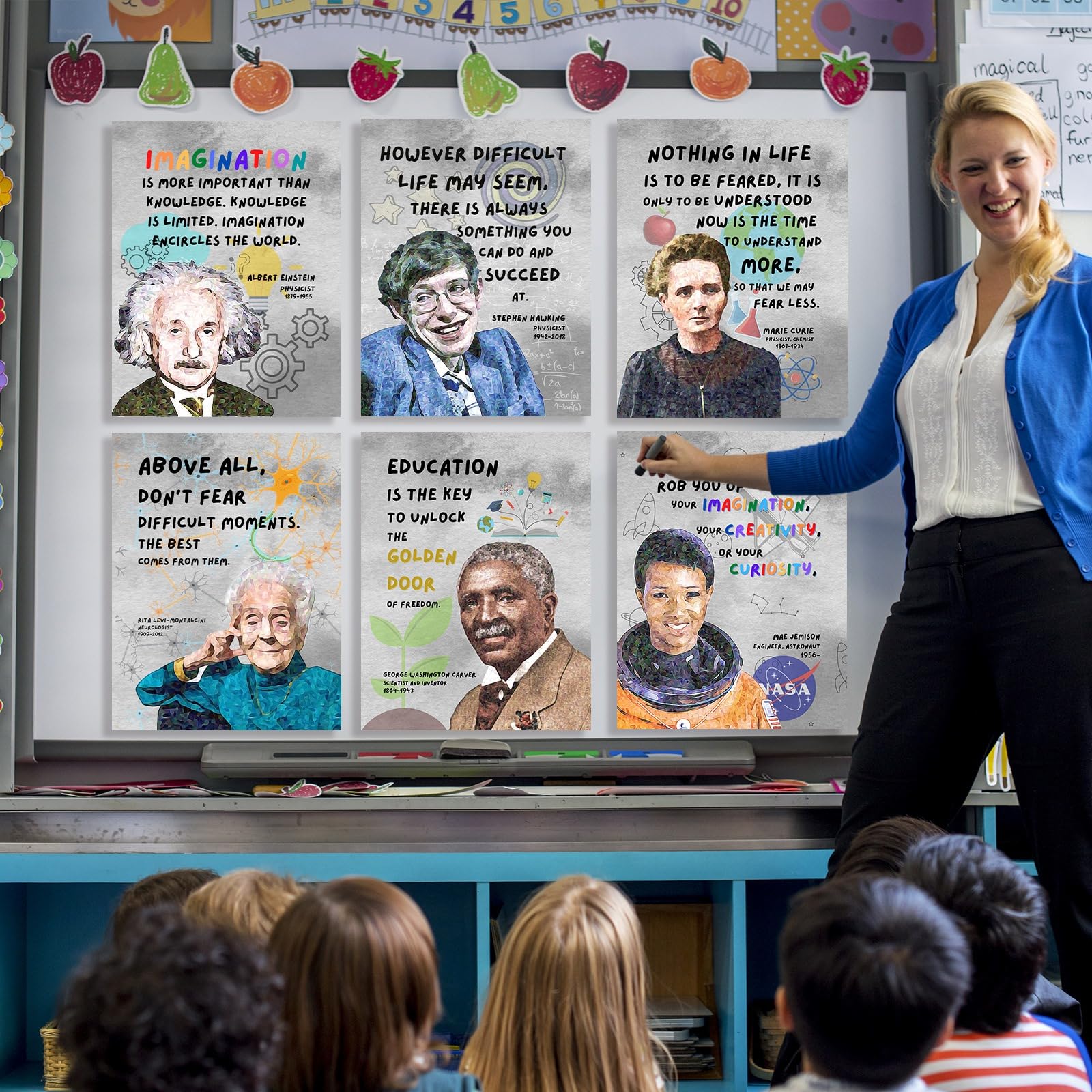 AUNMER Poster motivazionali da parete con famosi scienziati per la classe, un must have, poster motivazionali per scuola, ufficio, classe, bacheca