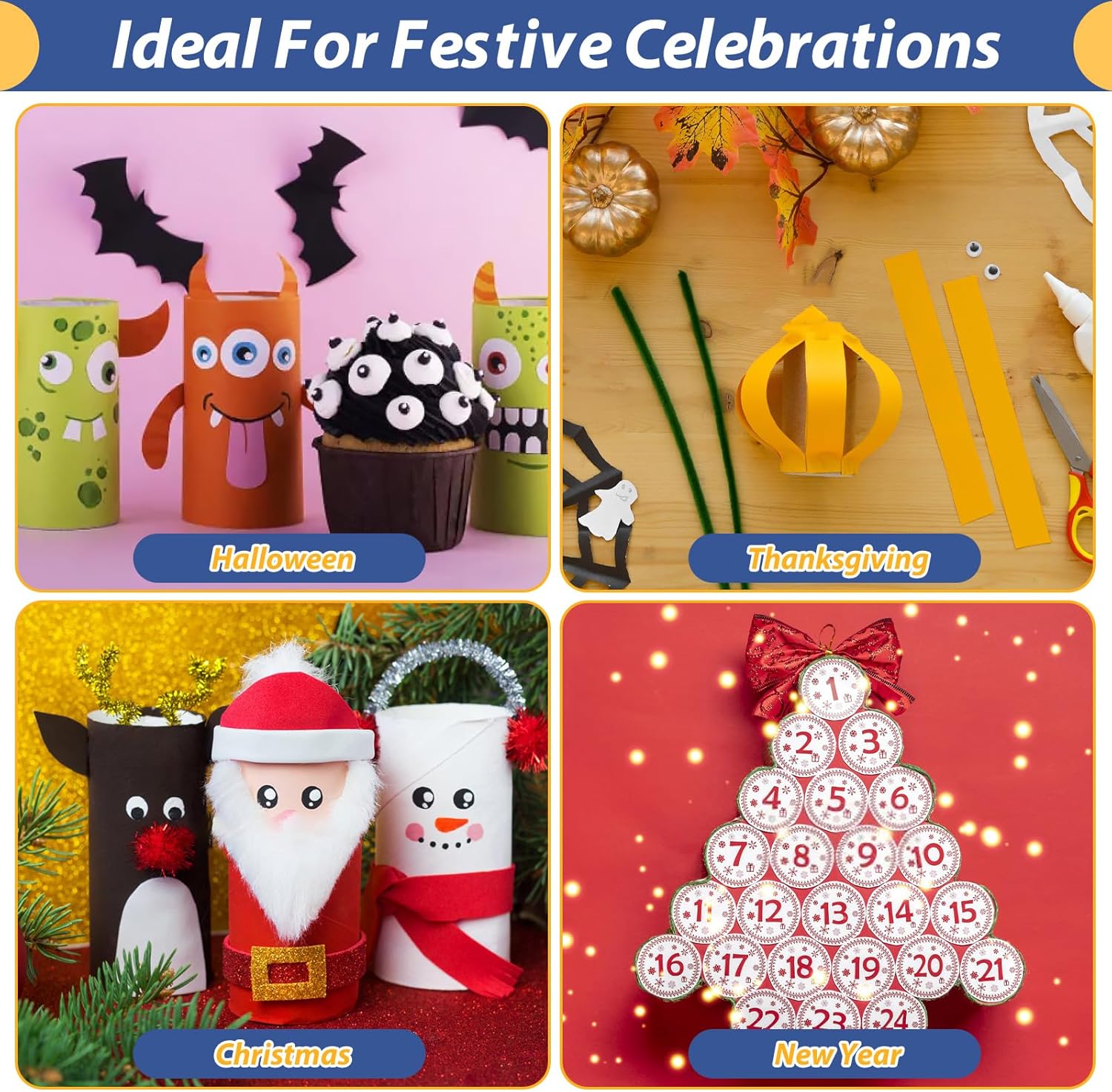 MAPVOLUT 60-Pack Thick Craft Tubes (4"x1.6") - Bulk Cardboard Rolls for Students DIY, Classroom STEM Projects, Holiday Ornaments | Halloween, Christmas, Thanksgiving Decor Craft Supplies