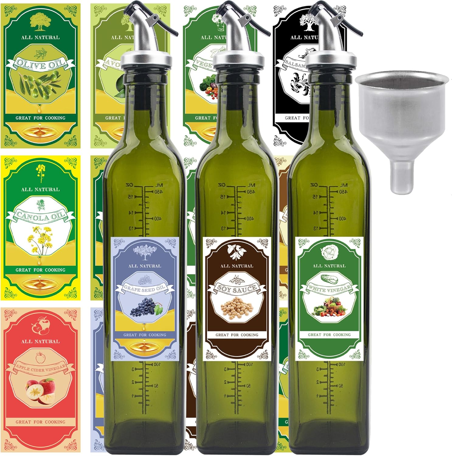 Ezebesta Leadfree Extra Virgin Olive Oil Dispensers with Nozzles and