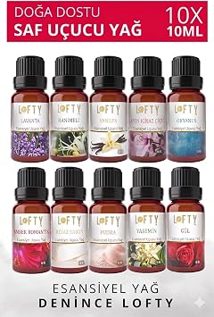LOFTY Premium 10'lu Yeni Set Uçucu Yağ Buhurdanlık Esansı Oda Kokusu Esansiyel Yağ Buhur Yağı 10Ml