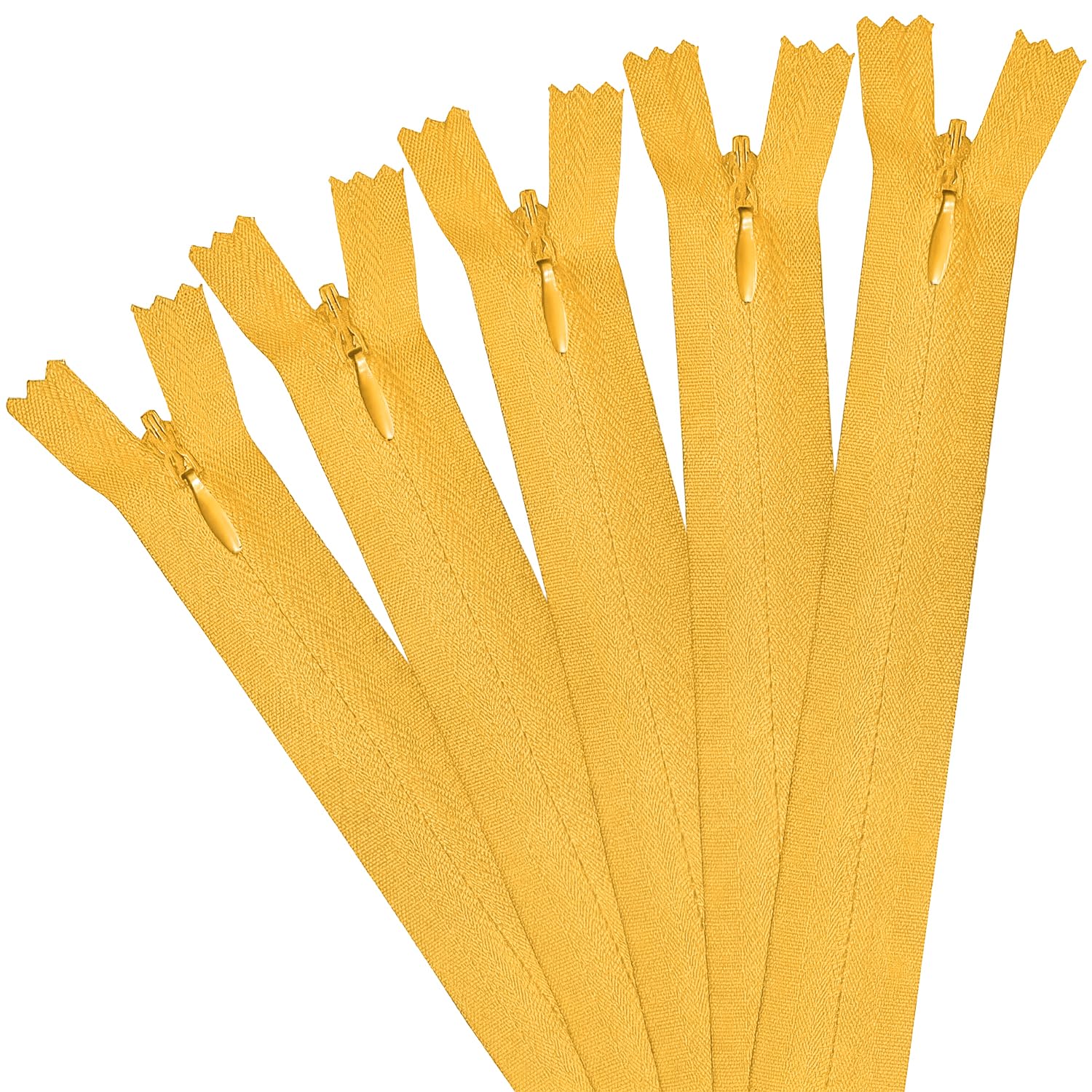 5Pcs Invisible Zip, 40cm/16 Inch Zip Nylon Zips for Sewing Concealed Invisible Zipper for Tailor Sewing Accessories Pillows Cushions Skirts Pants Clothes Bags (Yellow)
