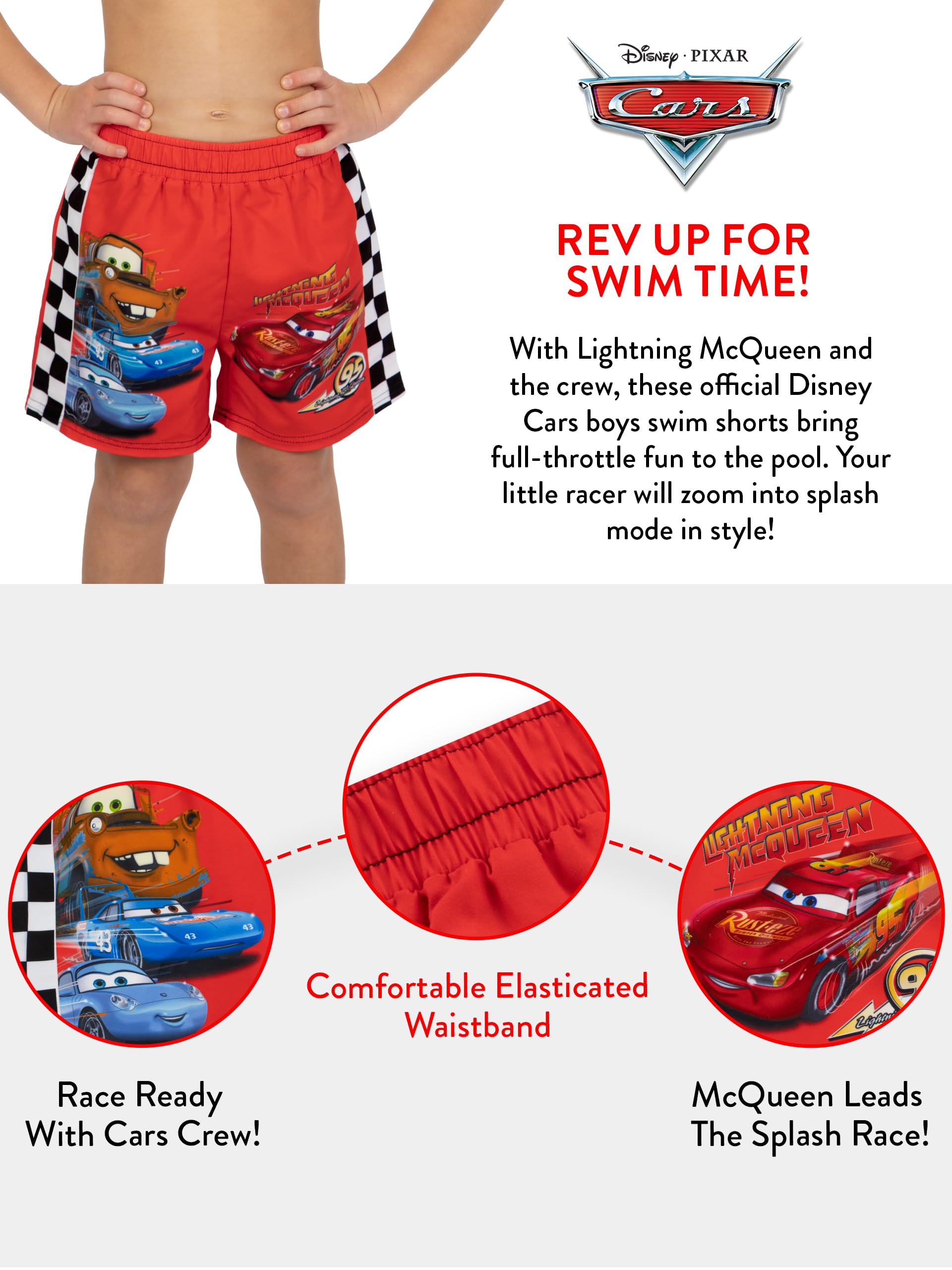 Disney Short Bain Garcon, Maillot De Bain Garcon Lightning McQueen, Short De Piscine Cars