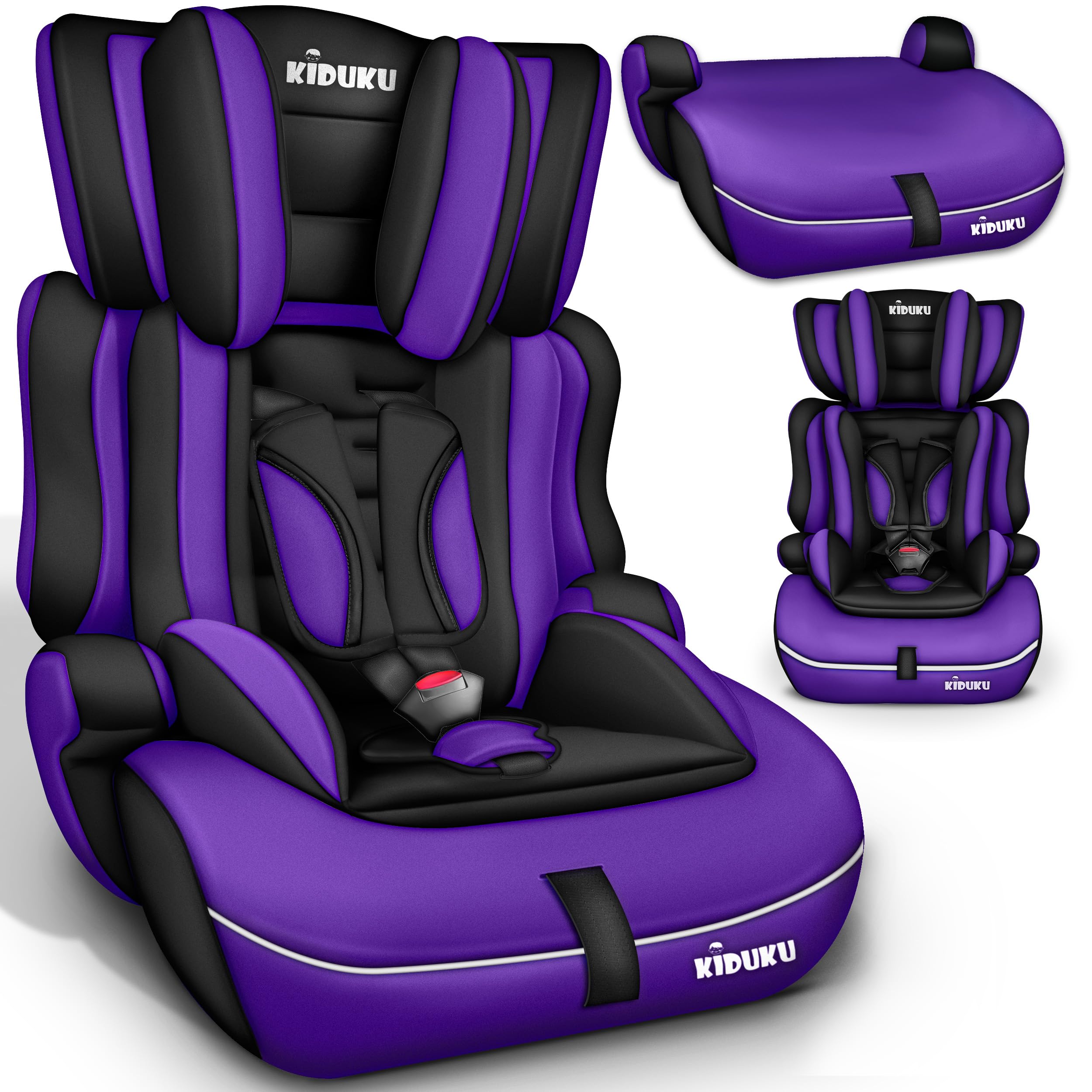 KIDUKU® Autostoel 9-36 kg (1-12 jaar) – Kinderzitje ECE R129/03, Groep 1/2/3 Autokinderstoel Kinderautostoel (Noir/Blauw