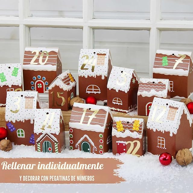 Foto 5 de 7 de Papierdrachen el calendario de adviento DIY para hacer manualidades y rellenar - juego de casitas