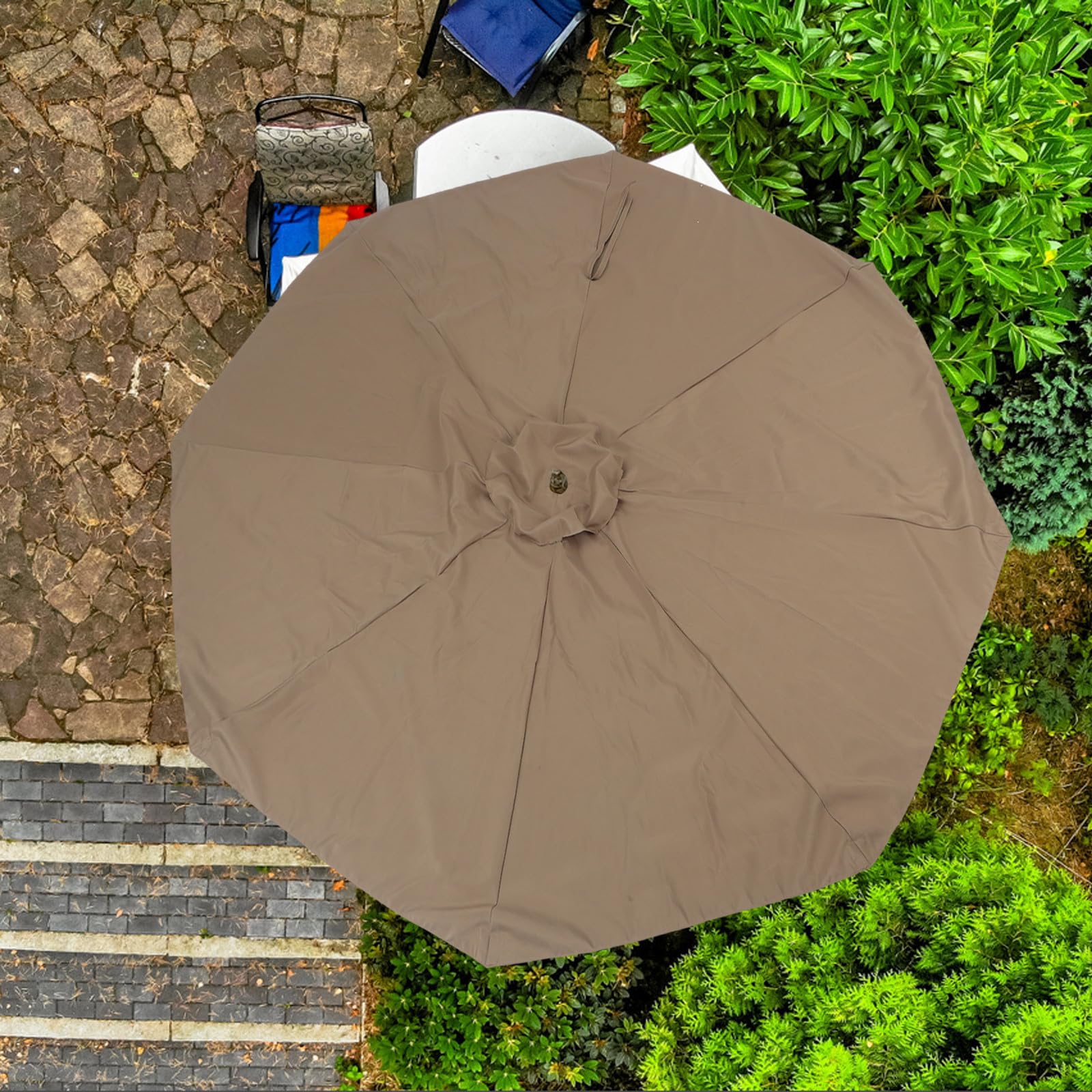 Telo di Ricambio per Ombrellone da Patio 2, 7m, 8 Stecche | Poliestere e Resistente alle Intemperie, Protezione Solare Regolabile, Vacanze Estive