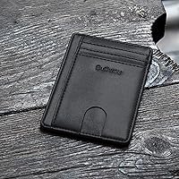 Vista 154 de Buffway - Billetera delgada minimalista de cuero con protección RFID para hombre y mujer Café Lichee